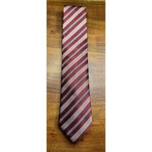 Canali 100% Silk Satin Made in Italy Tie Neck Tie – Red Striped